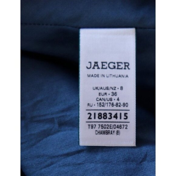 Jaeger Women's US4 UK8 Chambray Blue Pure Linen Midi Skater Skirt Side-Zip NWT - Picture 8 of 10